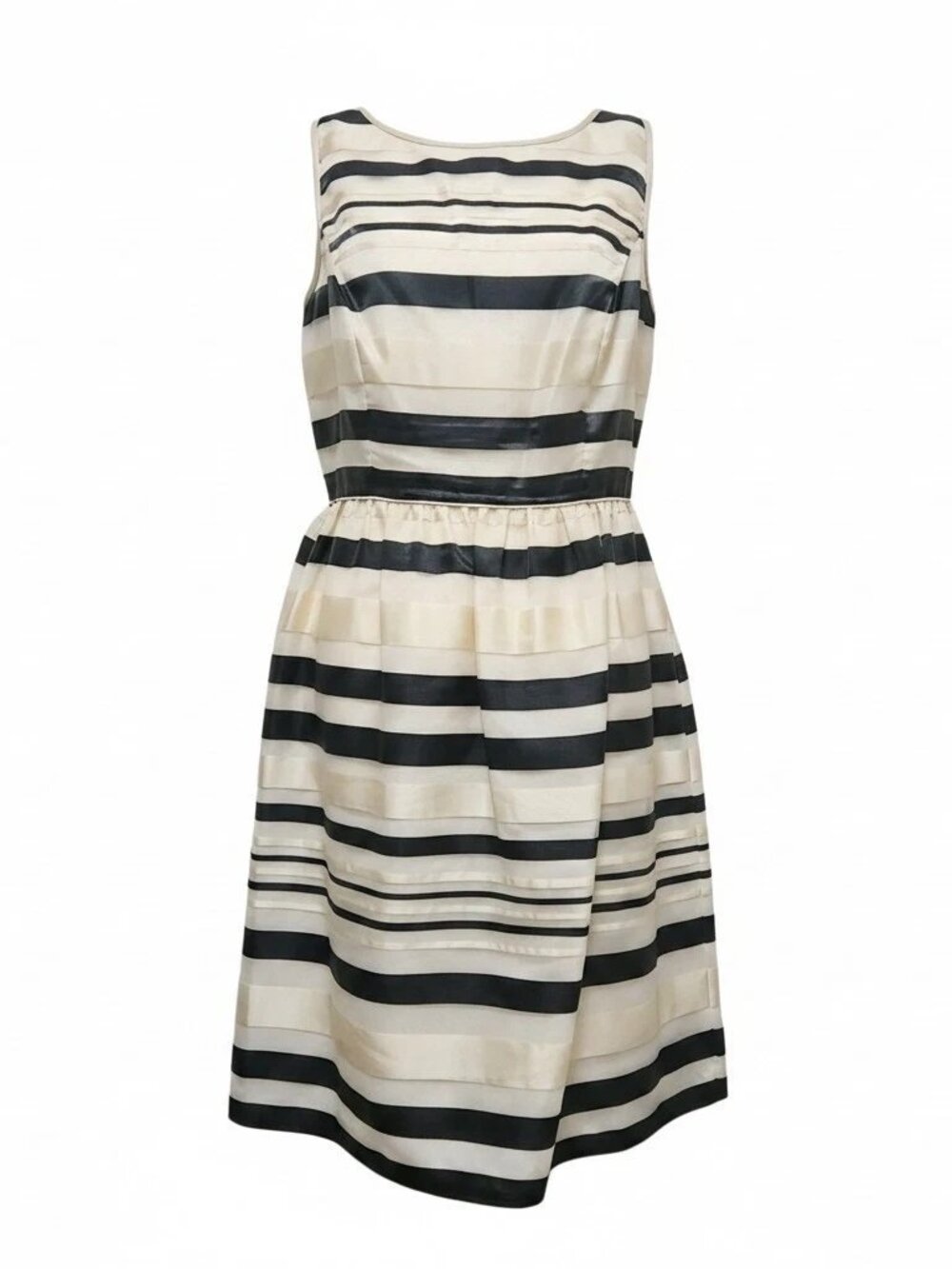 NWT CALVIN KLEIN Cream Black Striped Dress 12